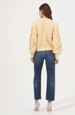 Lizette Cable Knit Statement Sleeve Sweater 30 Lizette Cable Knit Statement Sleeve Sweater -Astr The Label Shop ACT16879 YELLOW 5
