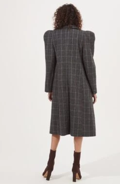 Audrey Plaid Shoulder Pad Longline Coat -Astr The Label Shop ACT16902 CHARCOALPLAID 3