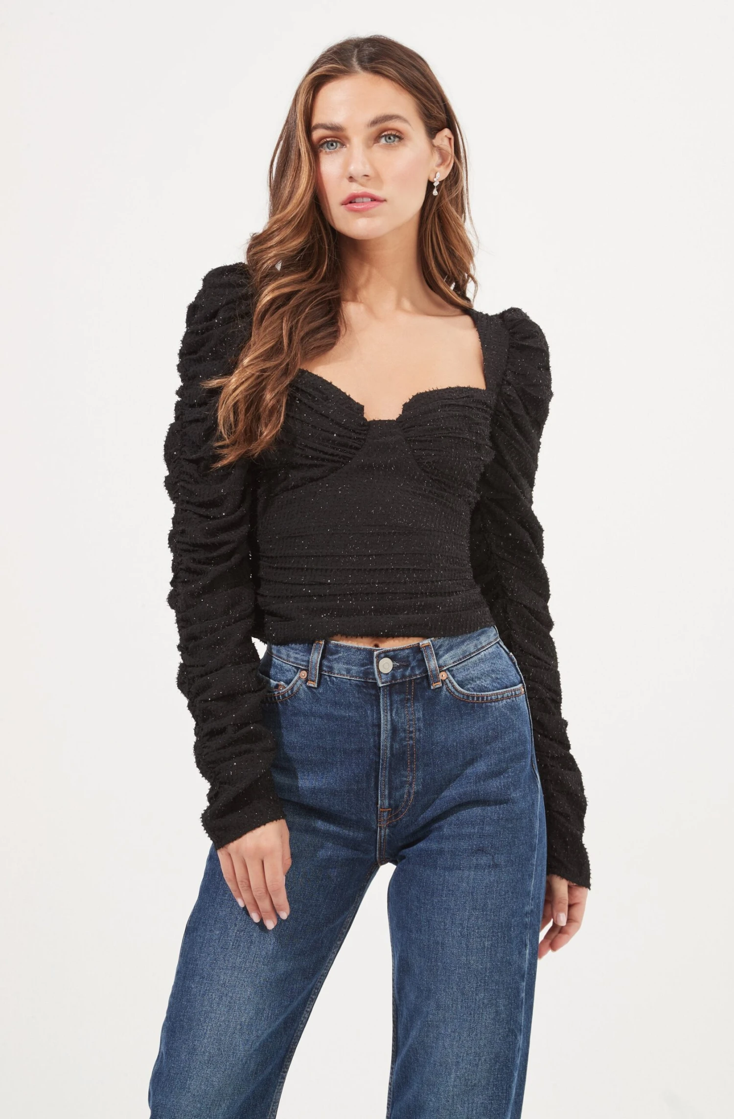 Caldwell Metallic Ruched Sweetheart Neck Top 3 Caldwell Metallic Ruched Sweetheart Neck Top