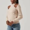 Hilary Shoulder Cutout Ribbed Knit Sweater