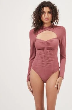 Cristen Ruched Cutout Bodysuit 26 Cristen Ruched Cutout Bodysuit -Astr The Label Shop ACT16916 PINKRHUBARD 5 1685bf35 c83b 4896 bc44 2436c07eab00
