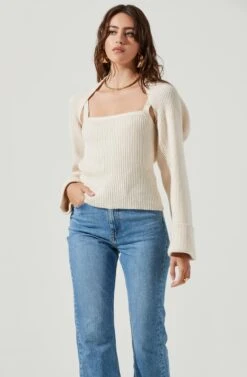 Yara Cami And Shrug Sweater Set 17 Yara Cami And Shrug Sweater Set -Astr The Label Shop ACT16924B CREAM 6