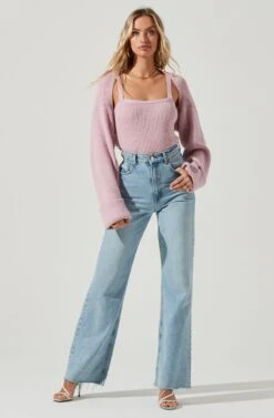 Yara Cami And Shrug Sweater Set 25 Yara Cami And Shrug Sweater Set -Astr The Label Shop ACT16924B PINK 1