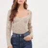 Fletcher Ribbed Knit Sweater -Astr The Label Shop ACT16932 TAUPE SILVER 2