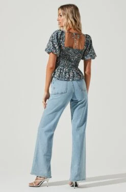 Clairemont Floral Top 12 Clairemont Floral Top -Astr The Label Shop ACT16963C BLUEPEACHMULTIFLORAL 4
