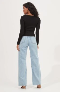 Cortana Cinched Front Cutout Sweater -Astr The Label Shop ACT16993 BLACK 5