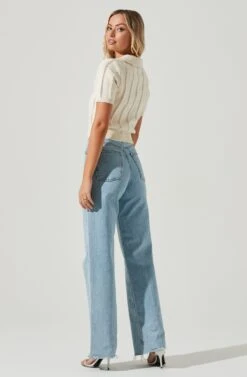 Cambria Pointelle Knit Short Sleeve Sweater -Astr The Label Shop ACT17001 IVORY 3