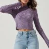 Izzy Marled Checkered Long Sleeve Top -Astr The Label Shop ACT17027M PURPLEMULTI 0869