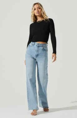 Avila Ribbed Knit Strappy Back Sweater -Astr The Label Shop ACT17036 BLACK 2