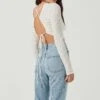 Baxter Crinkle Cutout Long Sleeve Crop Top -Astr The Label Shop ACT17052B WHITE 4