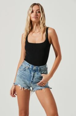 Elmira Cutout Cross Strap Bodysuit 18 Elmira Cutout Cross Strap Bodysuit -Astr The Label Shop ACT17053 BLACK 2