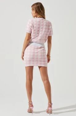 Mindy Checkered Terry Cloth Sweater -Astr The Label Shop ACT17146 PINK WHITECHECKS 0489 5b264dbf 48fd 4671 ad98 1e58c9fccb21