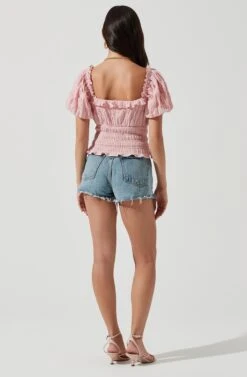 Anza Smocked Puff Sleeve Top -Astr The Label Shop ACT17148 PINK 1050