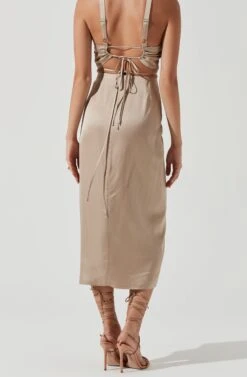 Robin Tie Waist Cutout Midi Skirt -Astr The Label Shop ACT17181 KHAKI 1947