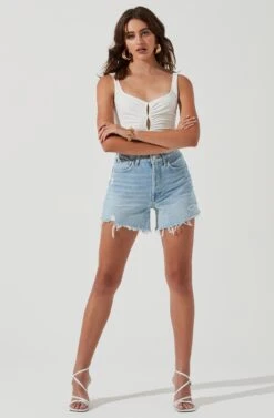 Highgrove Ruched Front Cutout Bodysuit -Astr The Label Shop ACT17183 WHITE 1494