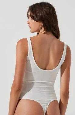Highgrove Ruched Front Cutout Bodysuit -Astr The Label Shop ACT17183 WHITE 1508