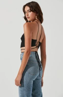 Lydie Tie Waist Halter Top -Astr The Label Shop ACT17185 BLACK 1759