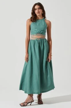 Divine Tie Waist Maxi Skirt -Astr The Label Shop ACT17191 DARKSAGE 1178