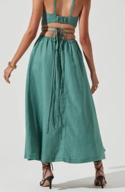 Divine Tie Waist Maxi Skirt -Astr The Label Shop ACT17191 DARKSAGE 1209