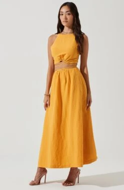 Divine Tie Waist Maxi Skirt -Astr The Label Shop ACT17191 MARIGOLD 0259