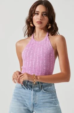 Tulla Ribbed Knit Halter Bodysuit