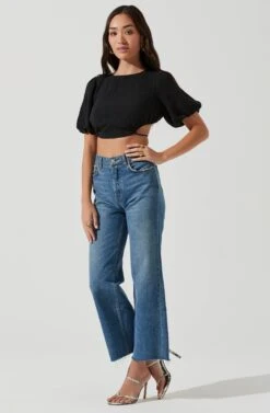 Simona Open Back Puff Sleeve Crop Top 14 Simona Open Back Puff Sleeve Crop Top -Astr The Label Shop ACT17204 BLACK 1636