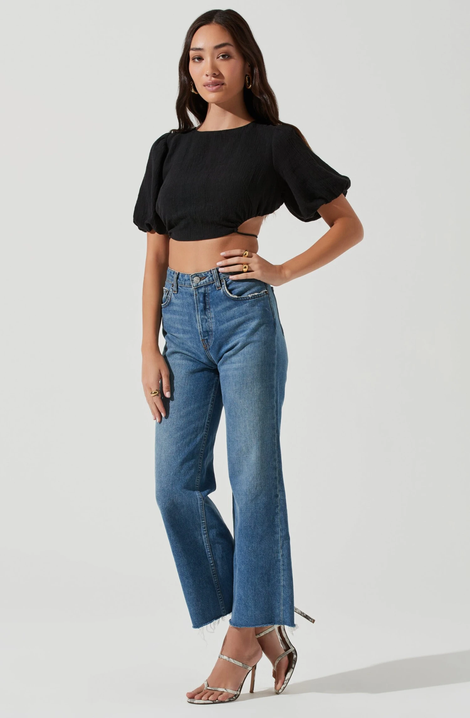 Simona Open Back Puff Sleeve Crop Top 5 Simona Open Back Puff Sleeve Crop Top - Image 3
