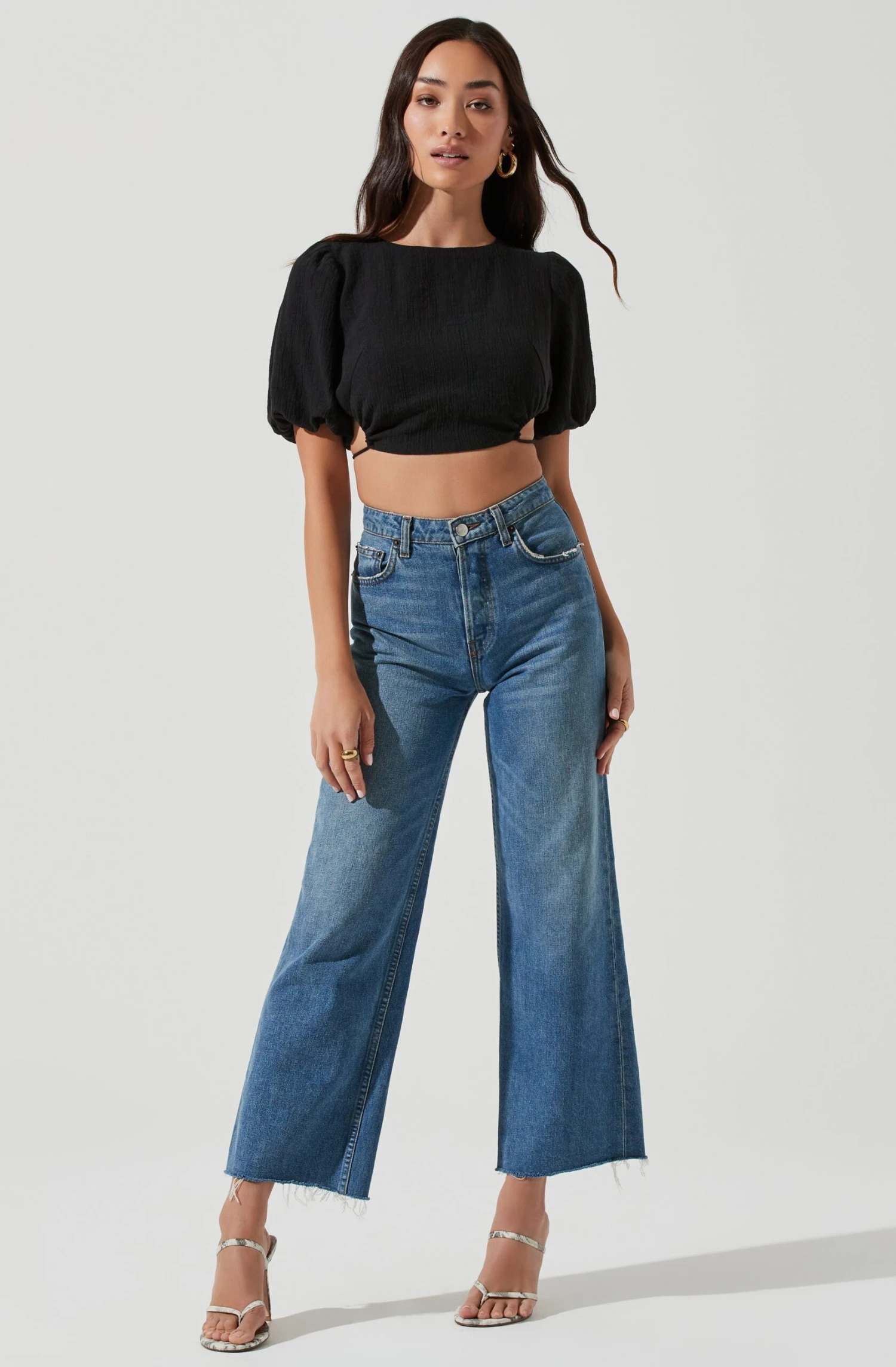 Simona Open Back Puff Sleeve Crop Top 4 Simona Open Back Puff Sleeve Crop Top - Image 2