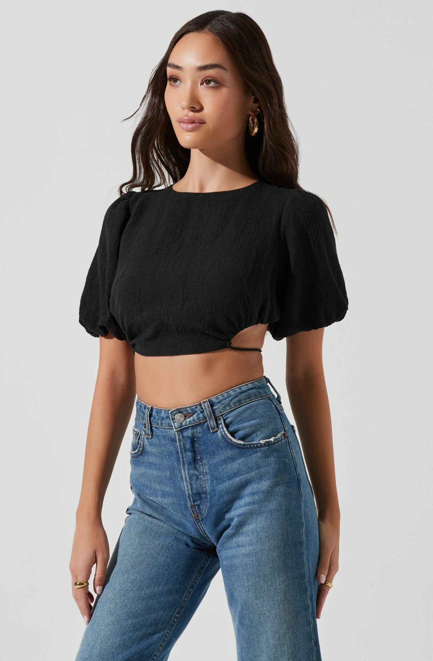 Simona Open Back Puff Sleeve Crop Top 6 Simona Open Back Puff Sleeve Crop Top - Image 4