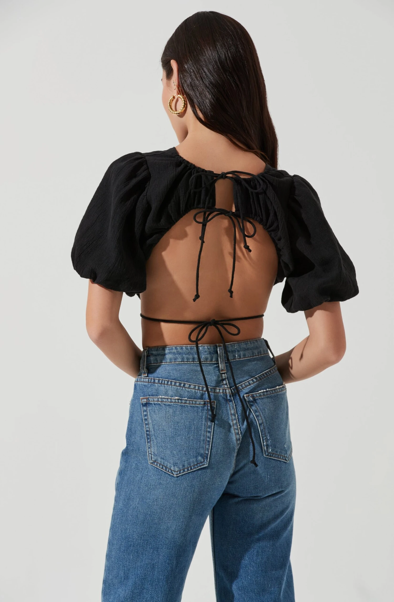 Simona Open Back Puff Sleeve Crop Top 8 Simona Open Back Puff Sleeve Crop Top - Image 6