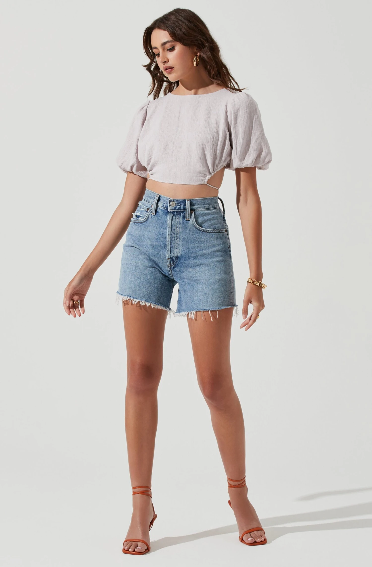 Simona Open Back Puff Sleeve Crop Top 10 Simona Open Back Puff Sleeve Crop Top - Image 8