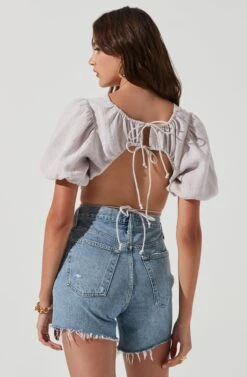 Simona Open Back Puff Sleeve Crop Top 21 Simona Open Back Puff Sleeve Crop Top -Astr The Label Shop ACT17204 PUTTY 1448