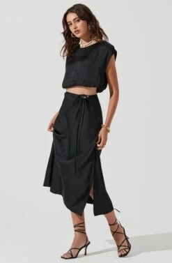 Riva Tie Waist Midi Skirt -Astr The Label Shop ACT17218 BLACK 1144