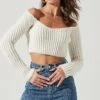 Mallory Cropped Off Shoulder Sweater -Astr The Label Shop ACT17271 CREAM 1116