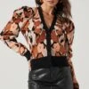 Romilly Floral Puff Sleeve Cardigan -Astr The Label Shop ACT17276 COPPERMULTIFLORAL 1373 1
