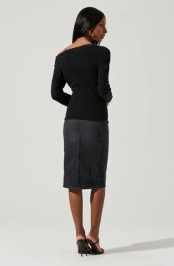 Addison Twist Front Sweater -Astr The Label Shop ACT17278 BLACK 0727