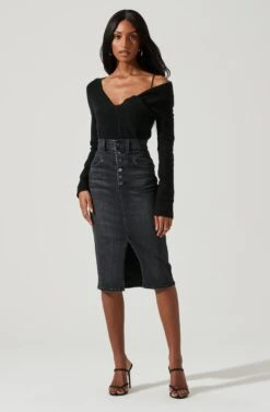 Addison Twist Front Sweater -Astr The Label Shop ACT17278 BLACK 0734