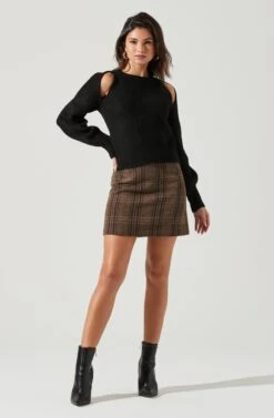 Adira Shoulder Cutout Sweater -Astr The Label Shop ACT17301 BLACK 1531