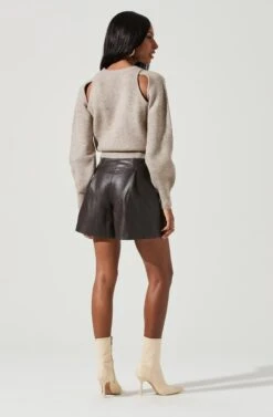 Adira Shoulder Cutout Sweater -Astr The Label Shop ACT17301 TAUPE 1234