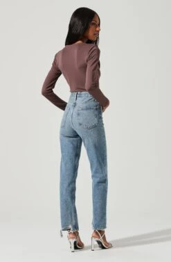 Kimberly Cowl Neck Long Sleeve Bodysuit -Astr The Label Shop ACT17308 MOCHA 0293