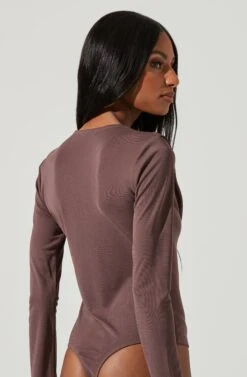Kimberly Cowl Neck Long Sleeve Bodysuit -Astr The Label Shop ACT17308 MOCHA 0304
