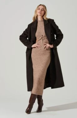Morana Double Breasted Duster Coat -Astr The Label Shop ACT17315B DARKBROWN 2