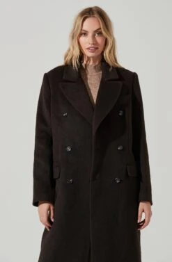 Morana Double Breasted Duster Coat -Astr The Label Shop ACT17315B DARKBROWN 4