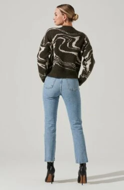 Saira Marble Swirl Sweater -Astr The Label Shop ACT17330B OLIVE 11961