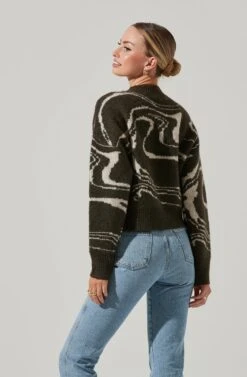Saira Marble Swirl Sweater -Astr The Label Shop ACT17330B OLIVE 11991