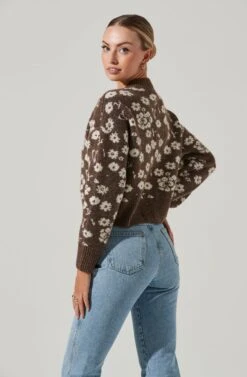 Saira Floral Sweater -Astr The Label Shop ACT17330 BROWNCREAMFLORAL 11501