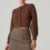 Marlena Cropped Cable Knit Cardigan -Astr The Label Shop ACT17336 BROWN 13431