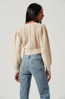 Marlena Cropped Cable Knit Cardigan -Astr The Label Shop ACT17336 CREAM 0442