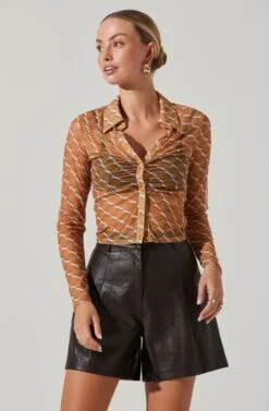 Wilma Faux Leather Shorts -Astr The Label Shop ACT17338M MUSTARDCREAMGEO 3 422e00f6 8c21 4854 81dc 031386139c3d