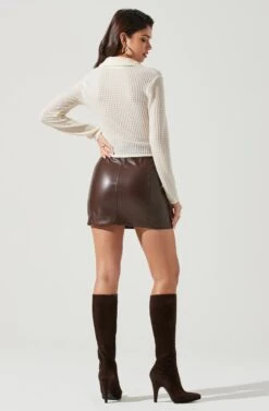 Lamora Waffle Knit Ruched Button Down Top 17 Lamora Waffle Knit Ruched Button Down Top -Astr The Label Shop ACT17338 IVORY 1360